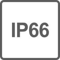 Protección IP66 contra polvo y chorros de agua.